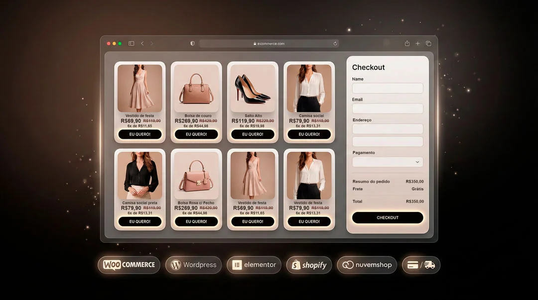 Layout de ecommerce desenvolvido pela Shisa Lab