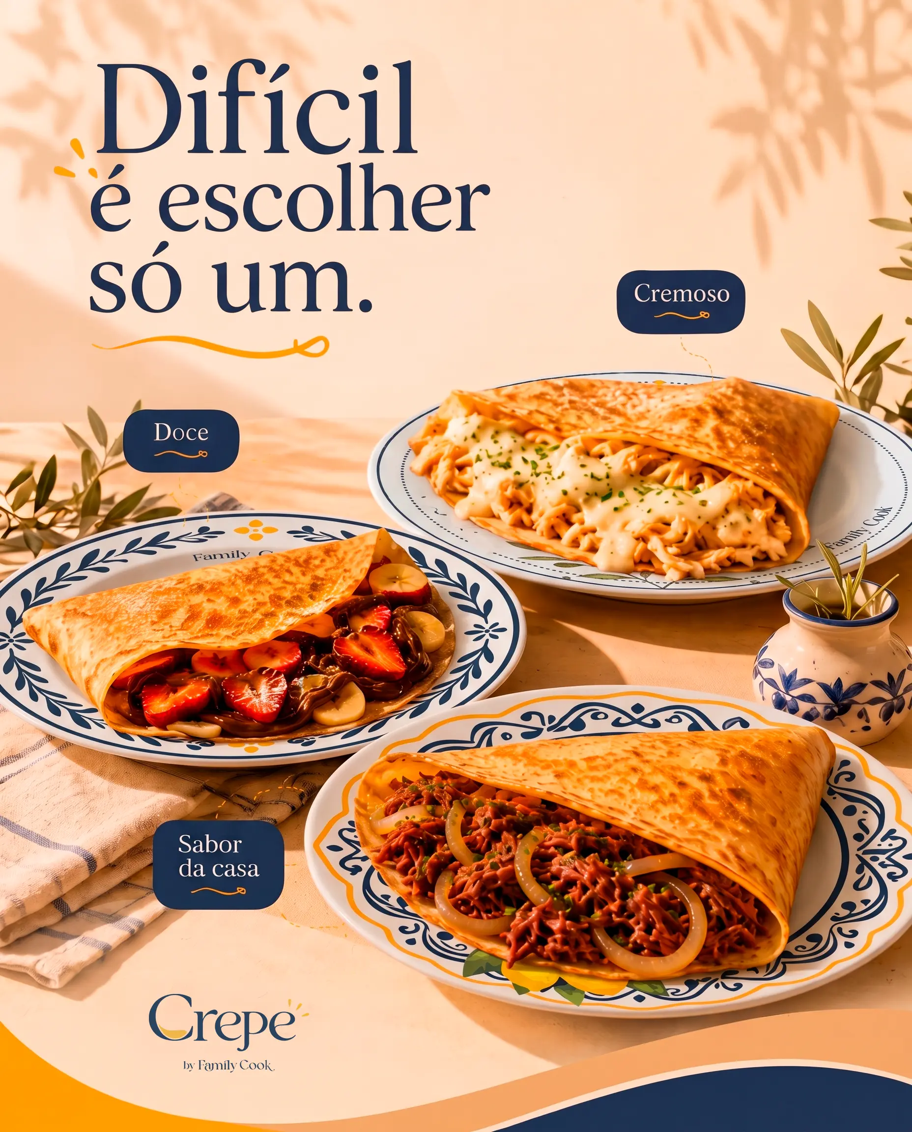 Post digital Crepe by Family Cook com variedade de crepes.