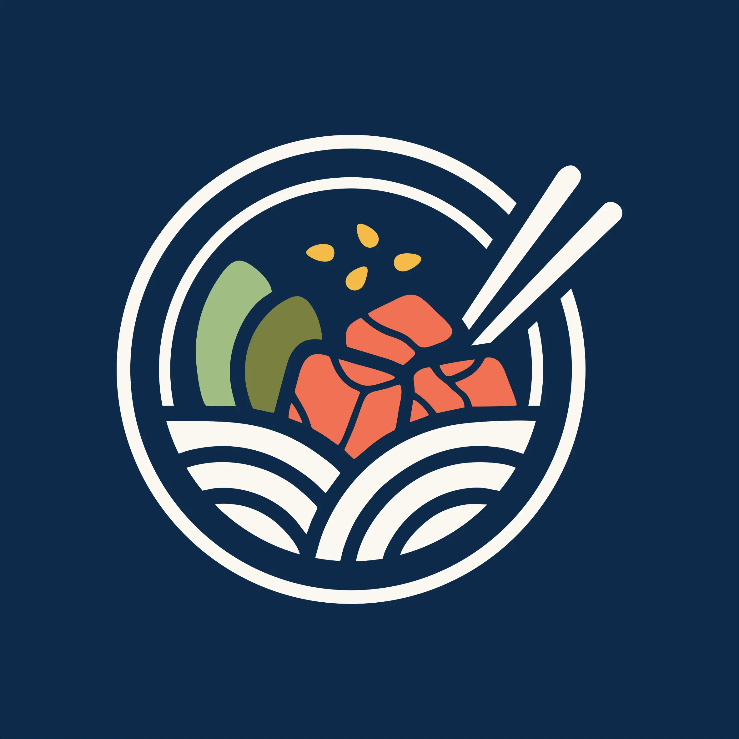 Ícone Konna Poke em fundo azul navy.