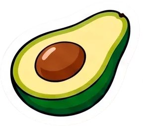 Sticker Abacate da identidade Konna Poke.