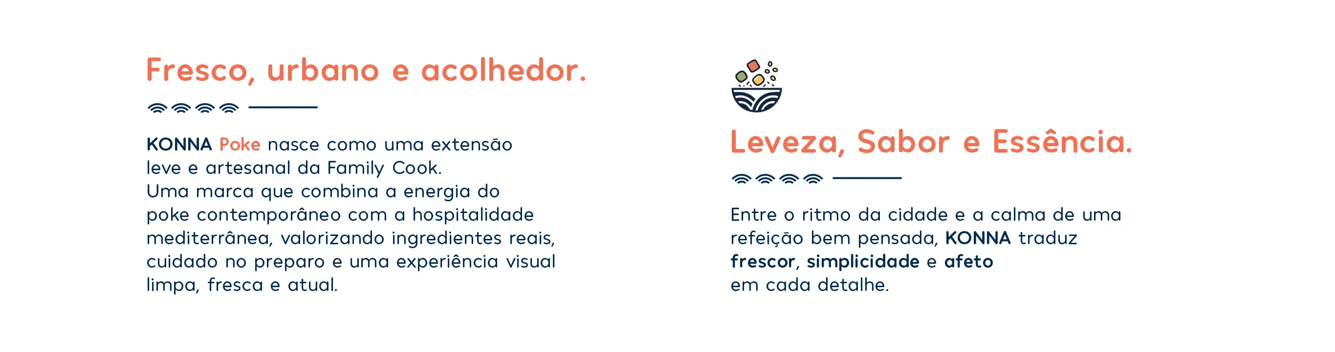 Manifesto visual da Konna Poke by Family Cook com linguagem verbal e gráfica da marca.