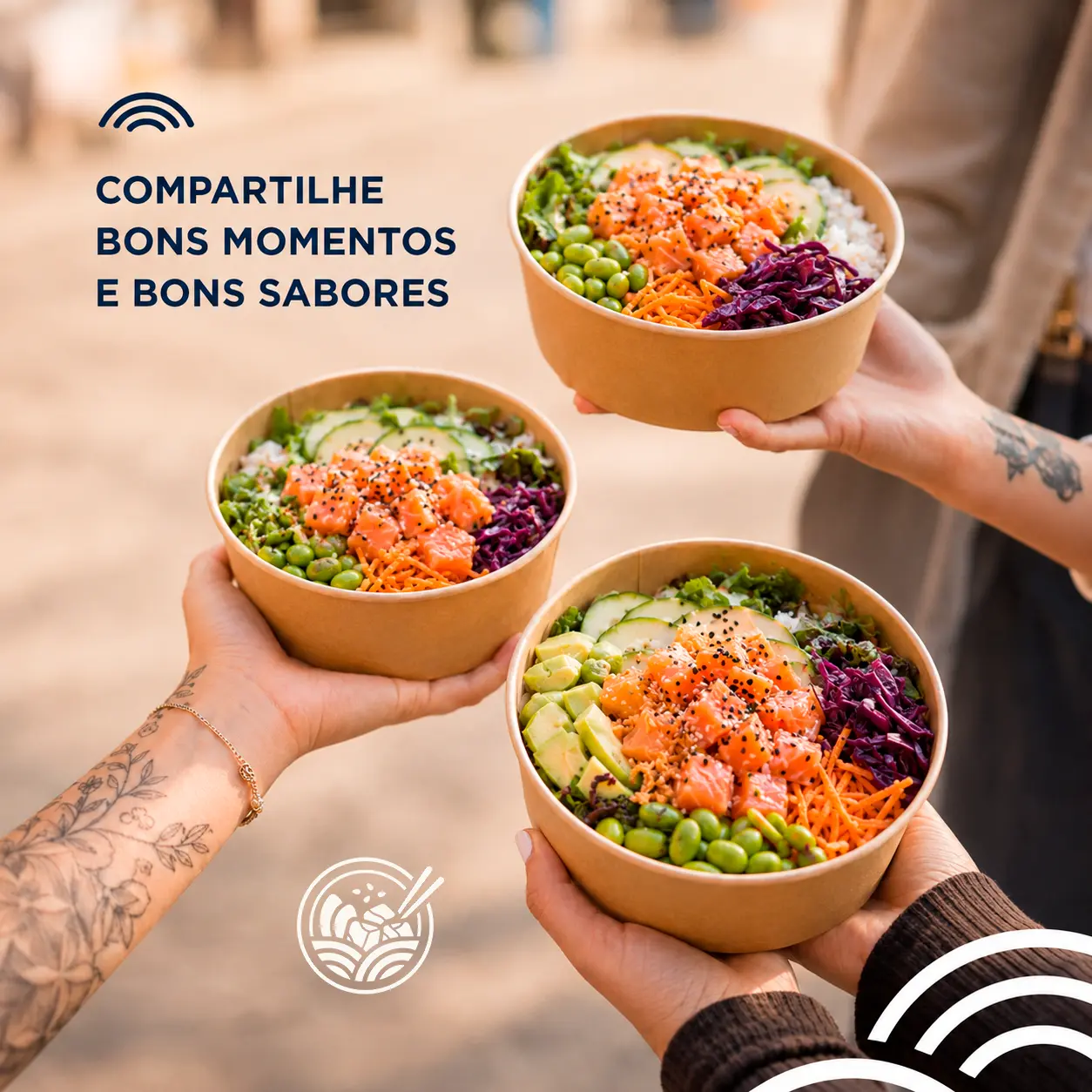 Post da Konna Poke com mensagem de compartilhar bons momentos.