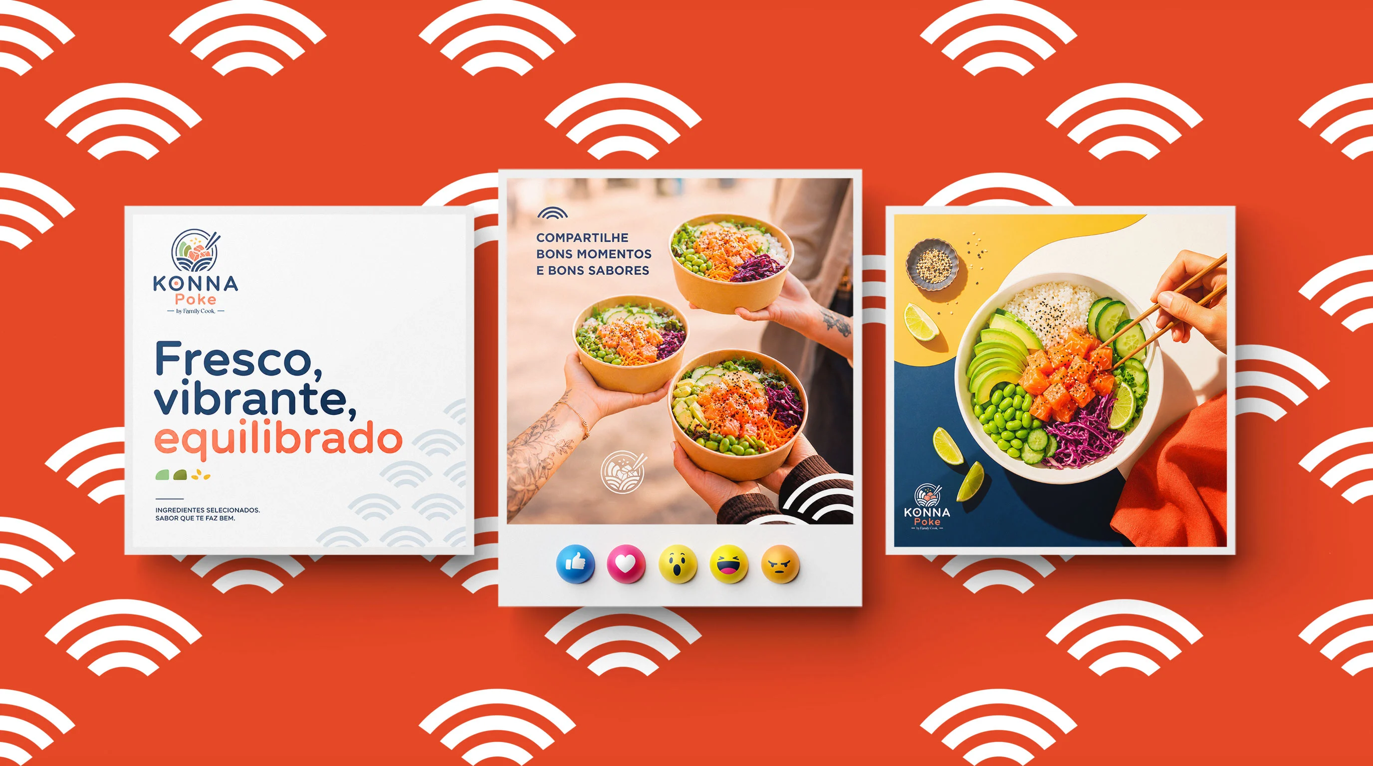 Visão geral do sistema de social media Konna Poke.